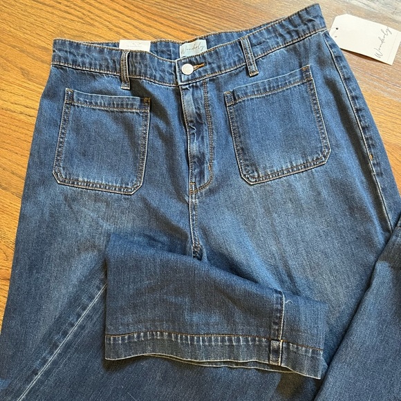 Wonderly Wide Leg Classic Jeans Denim Patch Pockets - Picture 2 of 10